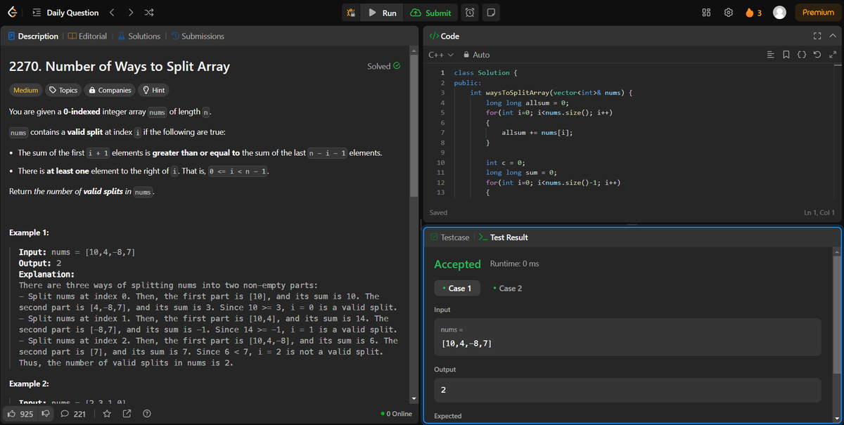 arav_mahind's tweet image. #Day23 of #30daysProductivityChallenge    

-- 📍Solved array related questions      
-- 💻Leetcode 
       - 2270. Number of Ways to Split Array
       - 2798. Number of Employees Who Met the Target 

#buildinpublic #DSA #LeetCode #ProblemSolving