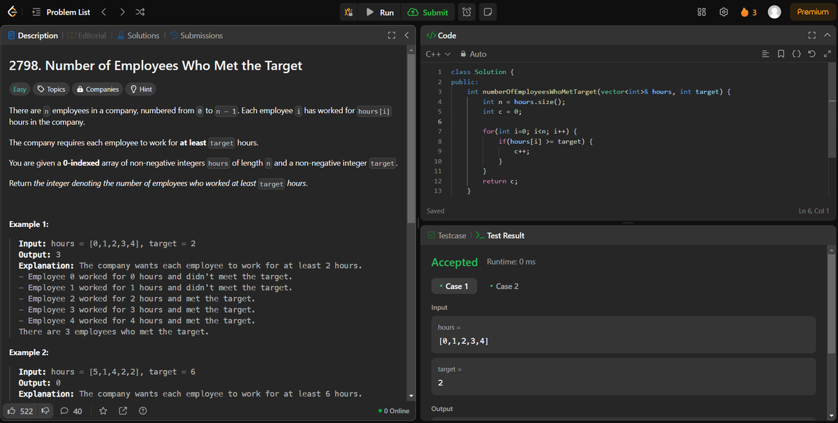 arav_mahind's tweet image. #Day23 of #30daysProductivityChallenge    

-- 📍Solved array related questions      
-- 💻Leetcode 
       - 2270. Number of Ways to Split Array
       - 2798. Number of Employees Who Met the Target 

#buildinpublic #DSA #LeetCode #ProblemSolving