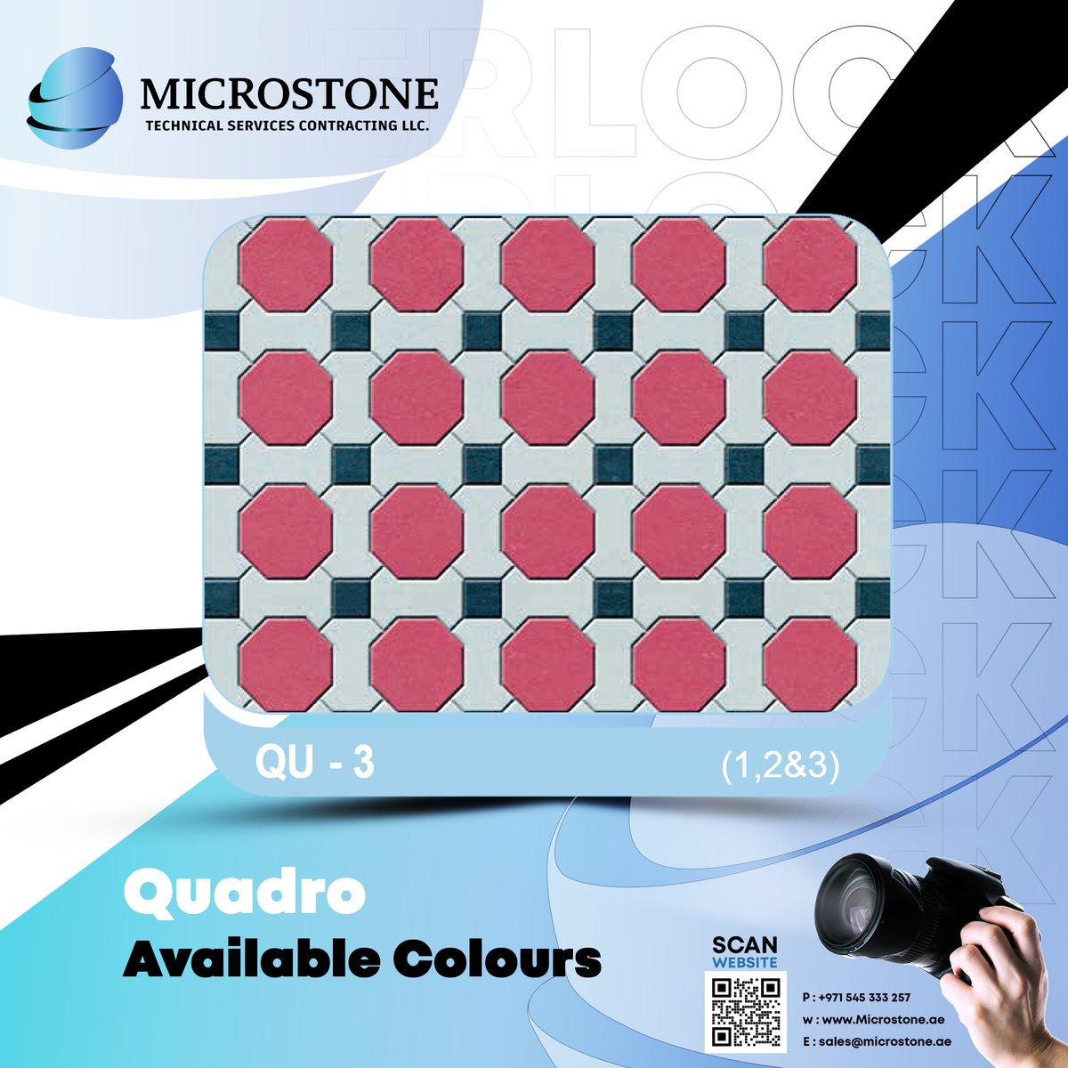 Microstone_ae's tweet photo. Transform your space with a wide variety of shapes and colors tailored to your style. 
✔️ High quality 
✔️ Competitive prices 
✔️ Fast execution
📷 Phone: +971 54 533 3257
📷 Email: info@microstone.ae
📷 Visit: https://t.co/bwro0hza9b
#Microstone #Interlock #QualityAndDesign https://t.co/utCIudGTg9