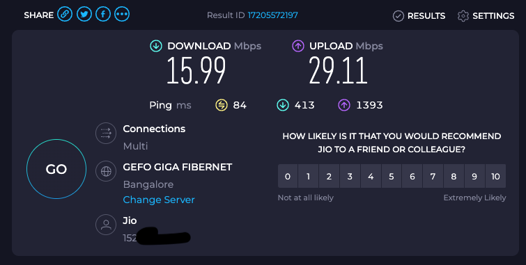 SuhasPremkumar's tweet photo. 100mbps was the #promise. Is this a joke!? In the last 2.5 months, the speed has not been more than 2to3mbps. Should #customers also start taking fine for not getting the promised service? #extremely #unhappy #CustomerExperience #TRAI 
@reliancejio @JioCare @JioFiberVoice https://t.co/imnCuoOW4S