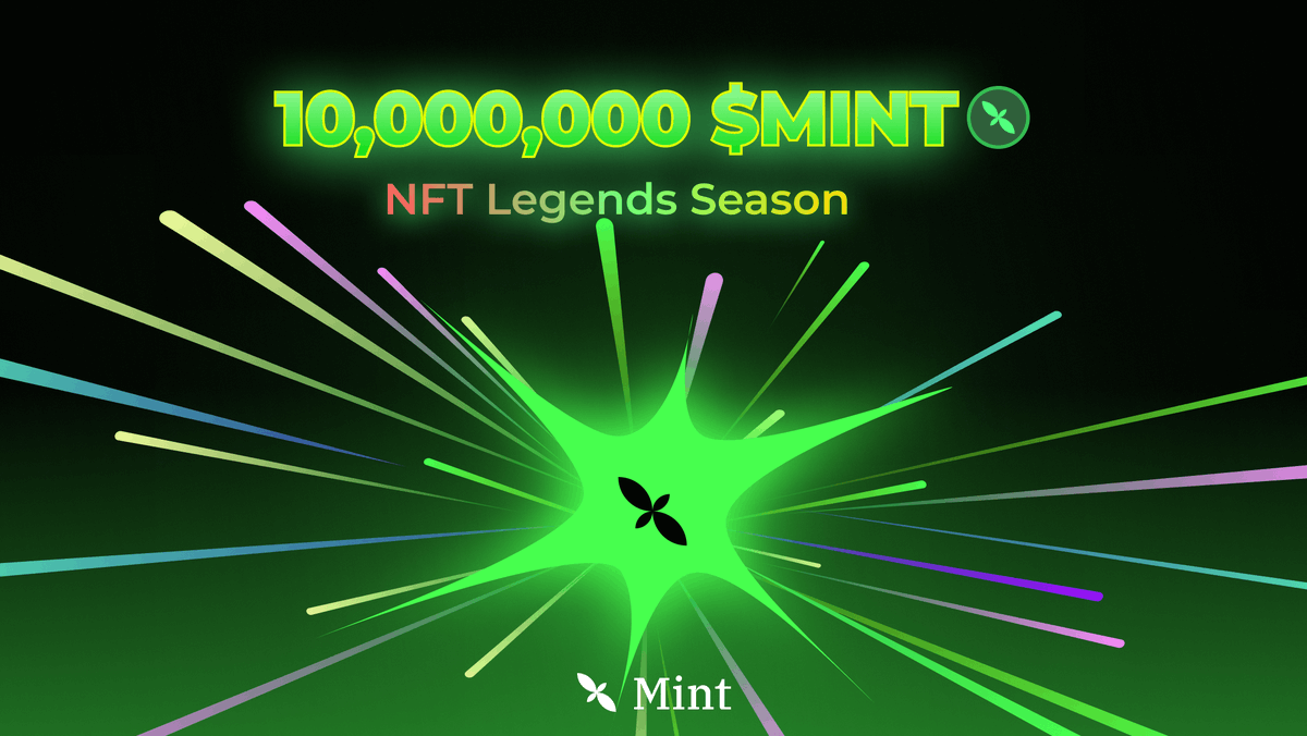 Aurorawwwwww's tweet photo. Mint 区块链开启“NFT传奇”宝盒活动， $MINT 空投来袭！

总供应 10 亿 MINT，空投分配 12%，NFT 传奇季占 1%。宝盒领取期为即日起至 2025 年 2 月 15 日，开箱时间从 2 月 16 日至空投日，TGE 定于 2025 年第一季。

🔗：https://t.co/FKzfhWBiGo

资格要求
NFT持有者：持有 EVM 链上（如 Ethereum、Optimism、Base 等）58个原始 NFT 收藏品中任意一个，可领取不同数量的 NFT 传奇宝盒。

活跃交易者：在 OpenSea、Blur、OKX Web3 等市场有 NFT 交易记录，每 20 ETH 总交易量 可领取 1 个 NFT 传奇宝盒。

#MINT #NFTs #Base #OpenSeaNFT