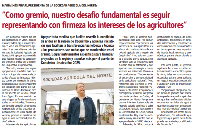 sanagcl's tweet photo. [EN LA PRENSA]
Hoy en @semanariotiempols, nuestra presidenta María Inés Figari, dando a conocer los desafíos del gremio, con foco en los intereses de los agricultores y el cuidado del agua, recurso fundamental para todos los sectores productivos de la región. 
#Agricultura #Agua https://t.co/K2Sk1twW0b