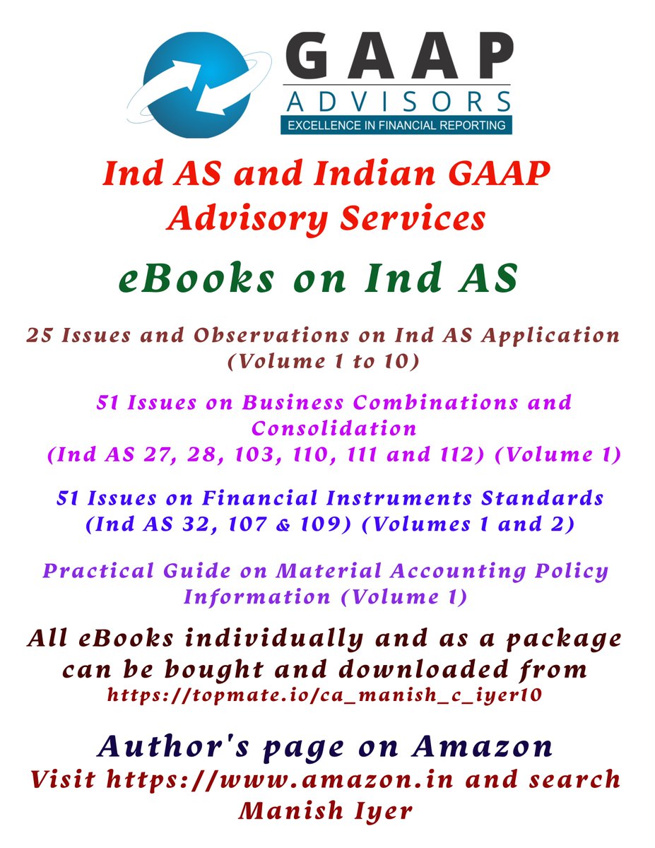 cmanishiyer's tweet image. Responded to Issue Id: 4854 applying following Ind AS:
Ind AS 103 – Business Combinations
No. of Issues in Issue Repository relating to Ind AS 103: 195

#GAAPAdvisors - Enabling Excellence in Financial Reporting