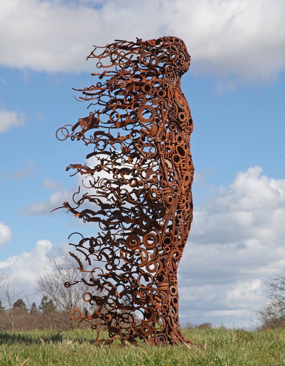 'You Blew Me Away 8' by sculptor Penny Hardy, sculpture made from upcycled scrap metal, to create a piece which signifies renewed life and energy #WomensArt