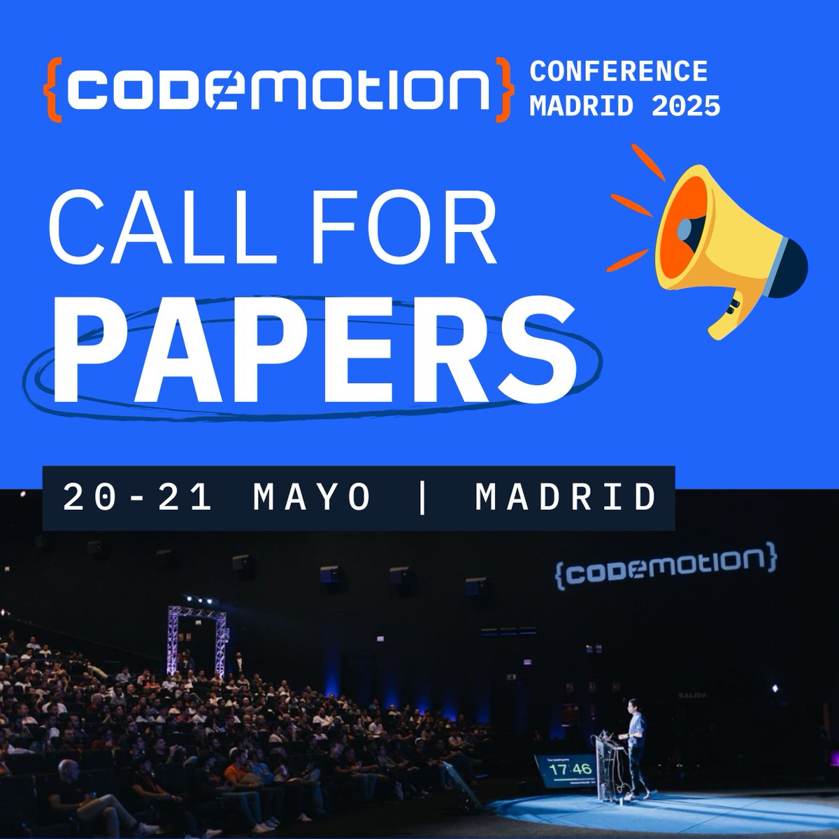 CodemoMadrid's tweet image. 🎤 ¡La #CallForPapers de #CodemotionMadrid25 ya está abierta!
Si tienes ideas innovadoras y pasión por la tecnología, ¡este es tu momento para ser speaker! 🚀
📅 20-21 mayo 2025 | MEEU, Madrid
Comparte, aprende y conecta con la comunidad tech.
👉 sessionize.com/codemotion-mad…