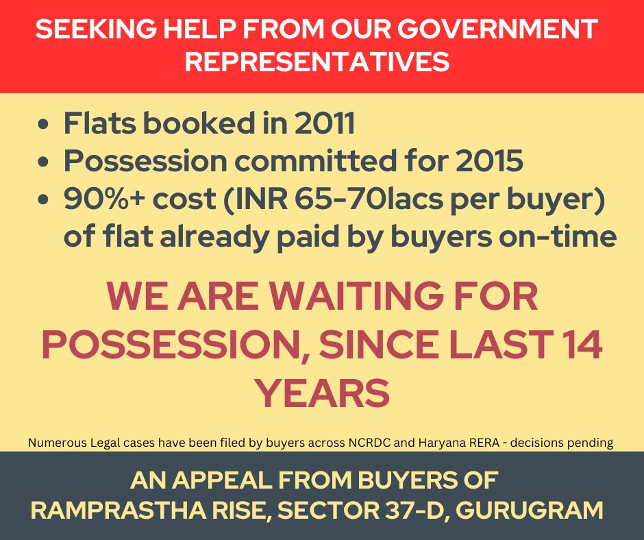 Seeking help for our flats! (@diveshsingla) on Twitter photo <a href="/bsindia/">Business Standard</a> <a href="/narendramodi/">Narendra Modi</a> <a href="/mlkhattar/">Manohar Lal</a> <a href="/NayabSainiBJP/">Nayab Saini</a> 300+ buyers are waiting for their houses since 14 years after having paid 90% of total costs ~65-70 lacs. Please help! <a href="/rprise37d/">Ramprastha Rise Buyers</a> <a href="/bsindia/">Business Standard</a> <a href="/narendramodi/">Narendra Modi</a> <a href="/mlkhattar/">Manohar Lal</a> <a href="/NayabSainiBJP/">Nayab Saini</a> 300+ buyers are waiting for their houses since 14 years after having paid 90% of total costs ~65-70 lacs. Please help! <a href="/rprise37d/">Ramprastha Rise Buyers</a>