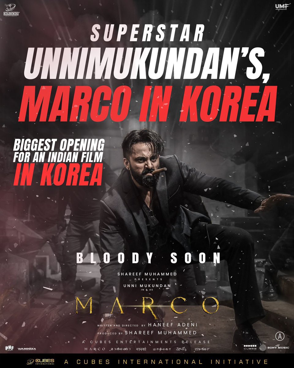 Distribution Rights bagged by : Noori Pictures, South Korea

#Marco #korea #release #benchmark 
<a href="/Iamunnimukundan/">Unni Mukundan</a>
