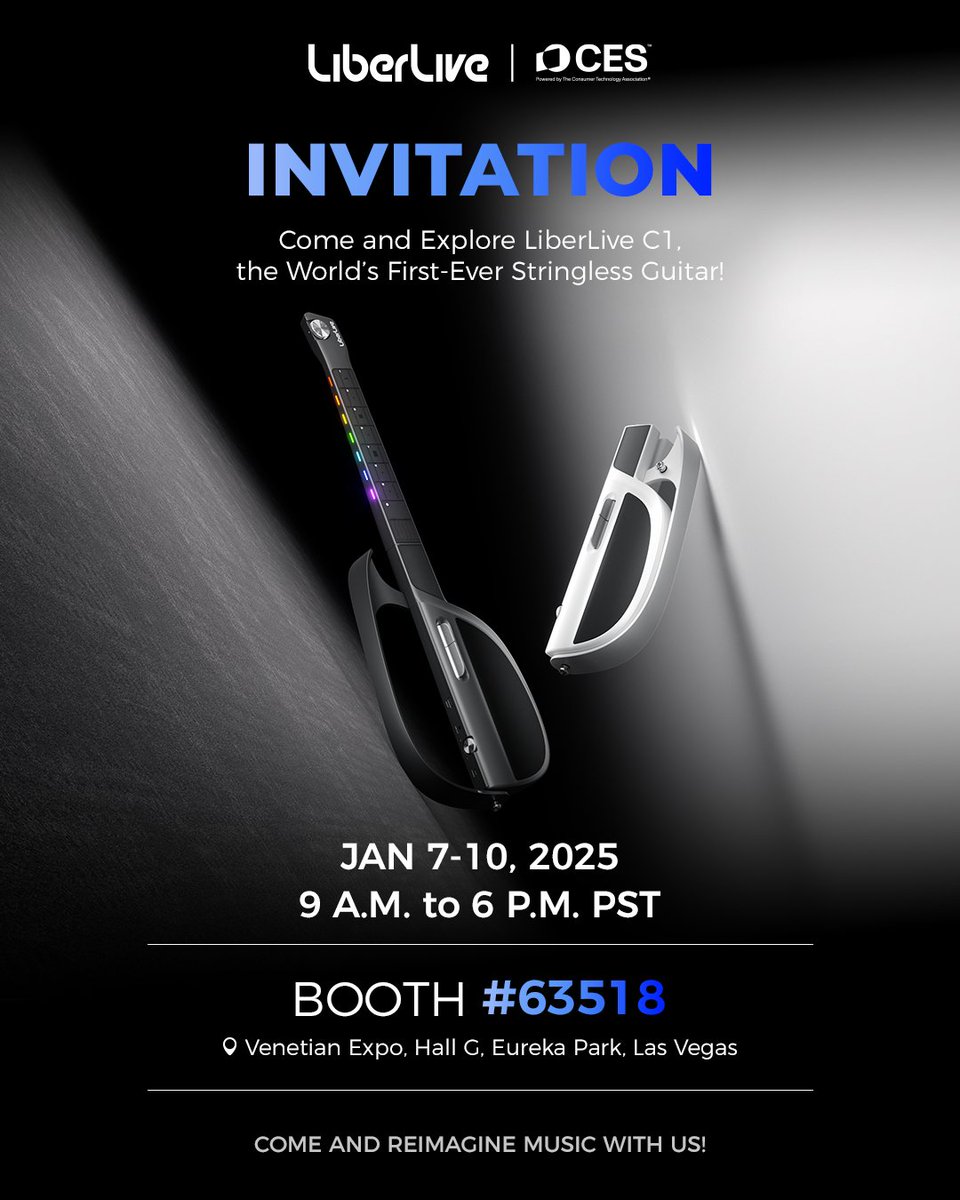 LiberLive289003's tweet photo. Come and reimagine music with LiberLive C1 at CES 2025!
📍 Booth #63518
📅 Jan 7–10, 2025
📍 Venetian Expo, Halls G, Eureka Park, Las Vegas https://t.co/n7eWh2agL9