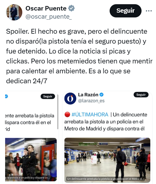 El delincuente apretó el gatillo. Eres una puta vergüenza de ministro. Dedícate mejor a solucionar los problemas de tu ministerio.