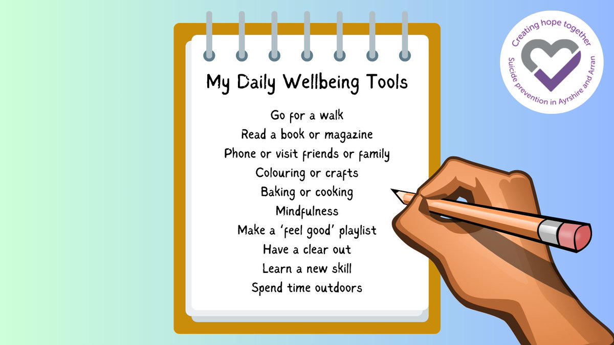 Think about some of the things you like to do to boost your mental health and wellbeing. This can be any activity where you are spending time doing what makes you happy and that you enjoy.

Small daily mood boosters can help us more than big life changes.