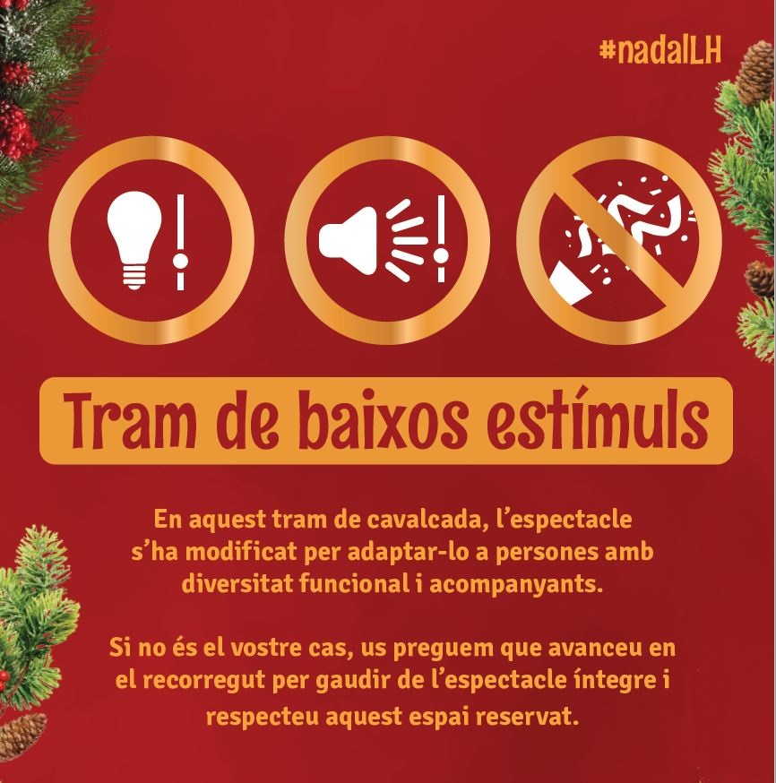 𝐂𝐚𝐯𝐚𝐥𝐜𝐚𝐝𝐚 𝟐𝟎𝟐𝟓 👑

S’habilitarà un tram del recorregut amb 𝐛𝐚𝐢𝐱𝐨𝐬 𝐞𝐬𝐭𝐢́𝐦𝐮𝐥𝐬 per a infants amb diversitat funcional i altres persones que requereixin aquesta adequació.

📍Al c. d’Enric Prat de la Riba, entre els c. del Canigó i de Batllori.