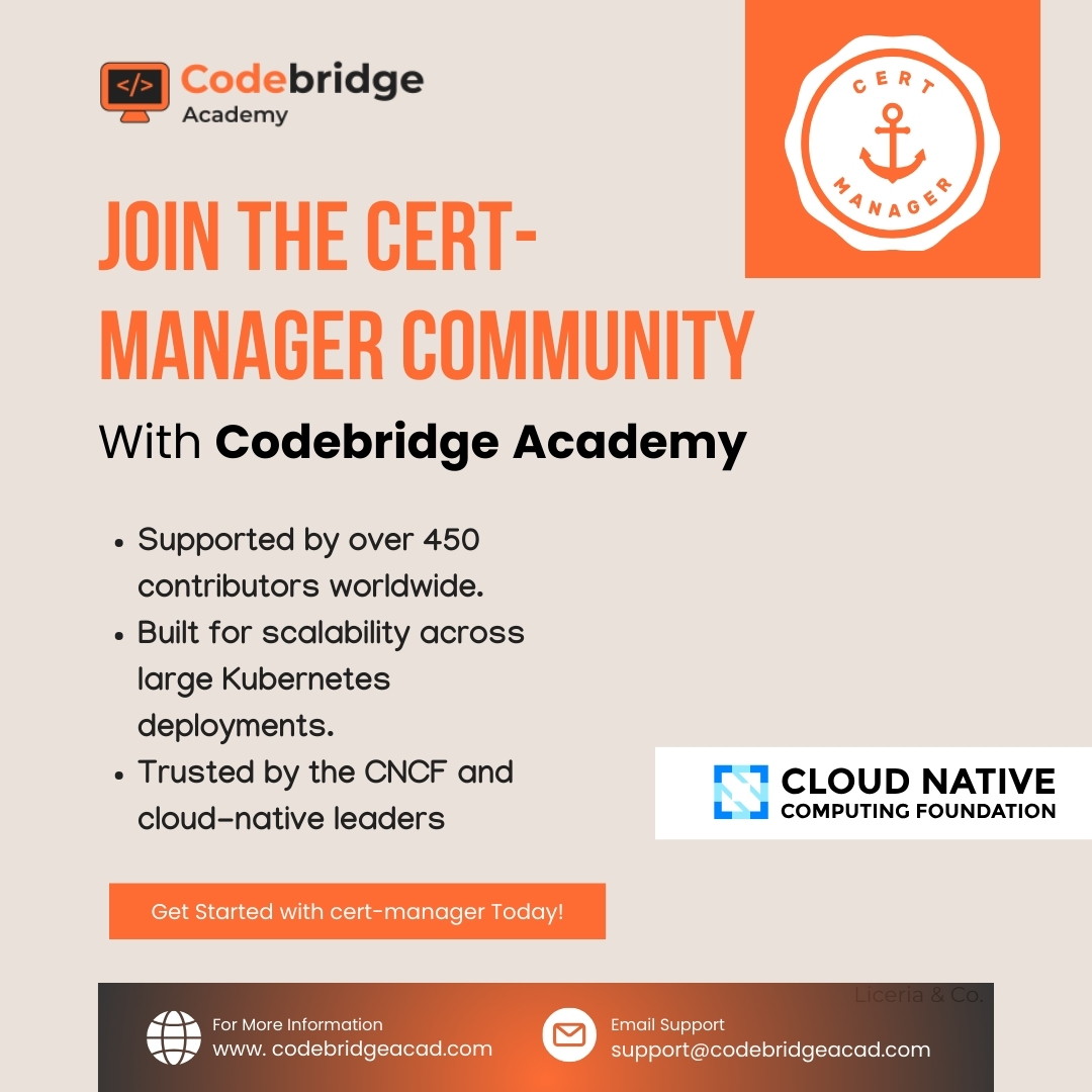 CodeBridgeAca's tweet image. Cert-Manager: Your Gateway to Seamless Security! 💡
🔗 codebridgeacad.com
#CodeBridge_academy #linuxtraining #CodingBootcamp #cloudcomputing #AWS #awsjobs #DevOps #cloudengineer #techsupport #devopsengineer #TechCareers #ITTraining #Oklahoma #CyberSecurity