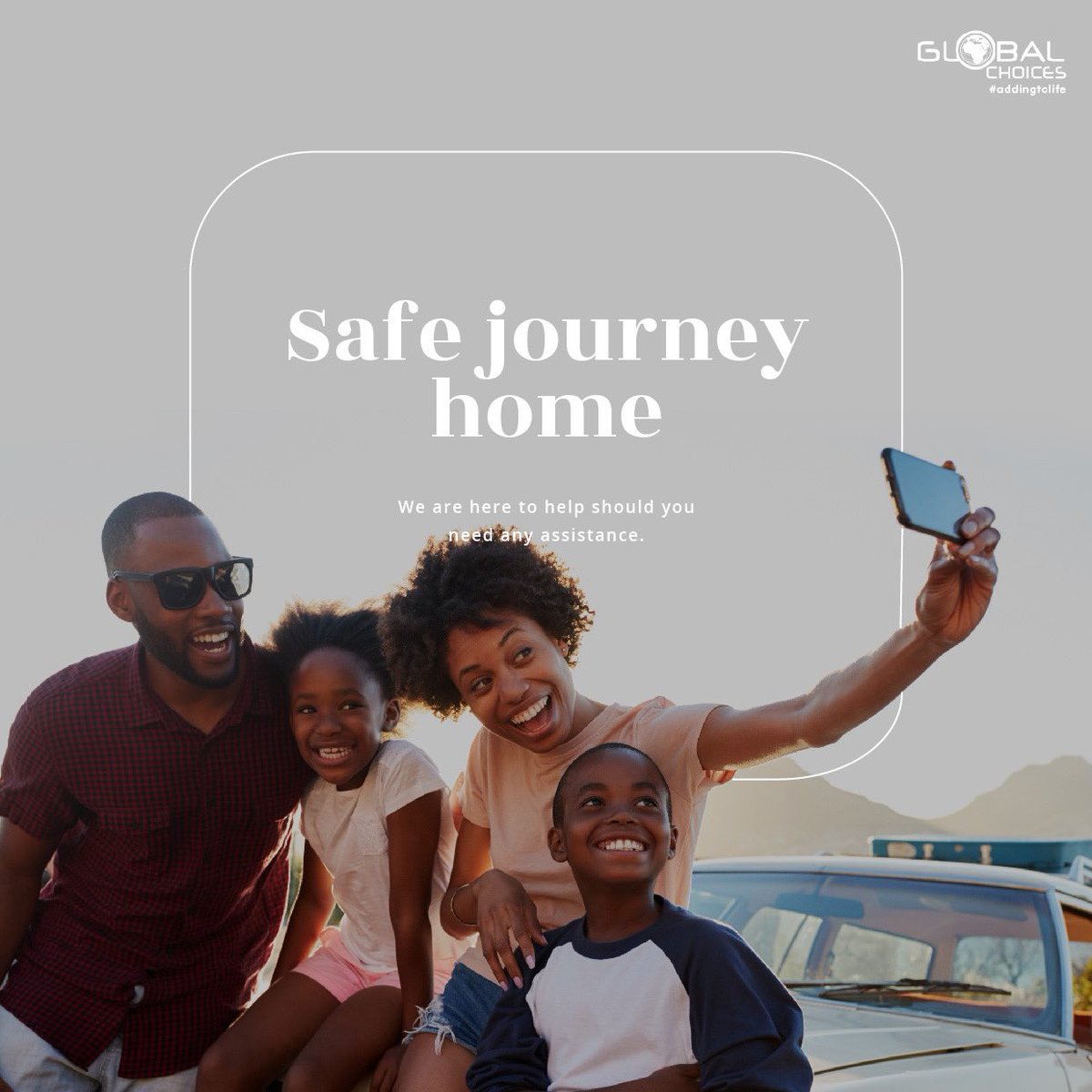 GlobalChoicesZA's tweet photo. 🚗✨ Safe Travels Back Home! As holidays end, ensure a smooth journey: Check your vehicle, rest well, plan your route, stay focused, buckle up, follow speed limits, and remain calm amidst traffic. Safe travels to everyone returning to their routines! 🚗✨ #SafeTravels #RoadSafety https://t.co/jWgSQDal7S