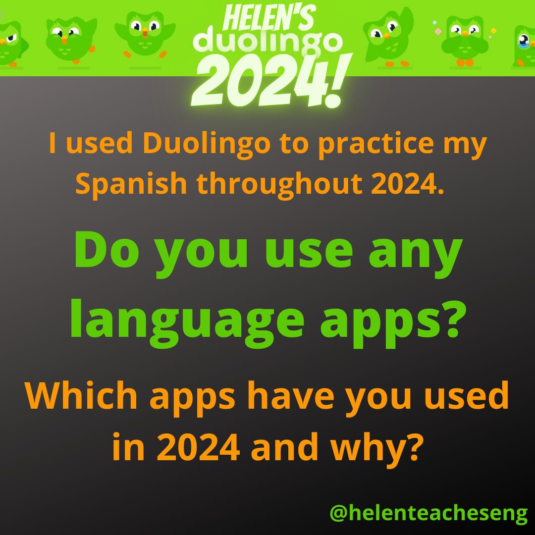 I used @Duolingo to practice my Spanish throughout 2024
Do you use any language apps?
Which have you used in 2024 &amp; why?
duolingo.com

#Duolingo #DuolingoApp #DuolingoSpanish #DuolingoEspanol #DuolingoEspañol #LanguageApp #LanguageLearning #LearningNeverStops