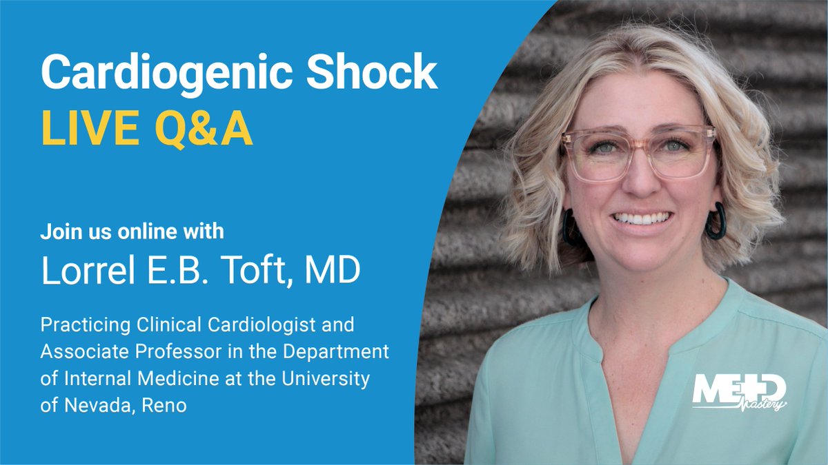 LITFL (@litflblog) on Twitter photo See how to recognize the subtle clinical signs of cardiogenic shock, perform hemodynamic monitoring, and optimize treatment plans! Join our friends, <a href="/medmastery/">Medmastery</a>, for their live Q&A webinar with Dr Lorrel E.B. Toft! Register here: bit.ly/3ZLM5CT
#MedTwitter #Cardiology See how to recognize the subtle clinical signs of cardiogenic shock, perform hemodynamic monitoring, and optimize treatment plans! Join our friends, <a href="/medmastery/">Medmastery</a>, for their live Q&A webinar with Dr Lorrel E.B. Toft! Register here: bit.ly/3ZLM5CT
#MedTwitter #Cardiology