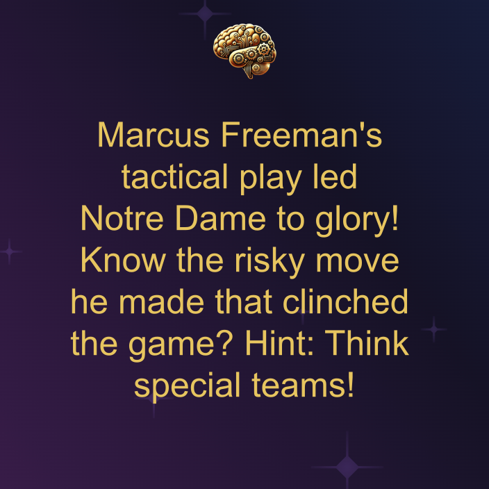 trivia_rush's tweet image. Marcus Freeman made bold calls in Notre Dame's victory over Georgia. What daring play did he execute that caught fans' attention? #NotreDame #TriviaRush