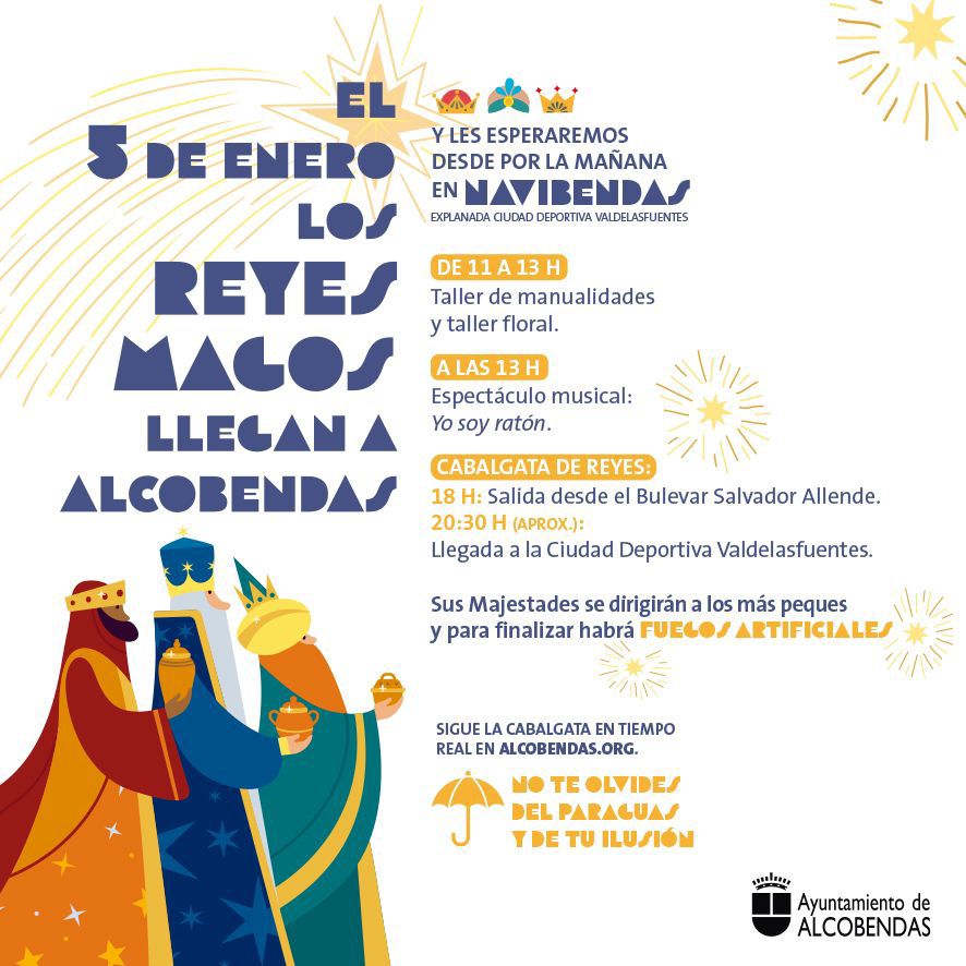 QUE VIENEN LOS REYES MAGOS!!!!. El próximo día 5 de Enero a las 18:00 horas, saldrá la Gran Cabalgata de los Reyes Magos desde el Bulevar de Salvador Allende y terminará en la Ciudad deportiva de Valdelasfuentes.
Horas estimadas se paso en el plano adjunto 👇
#SomosParteDeTi.