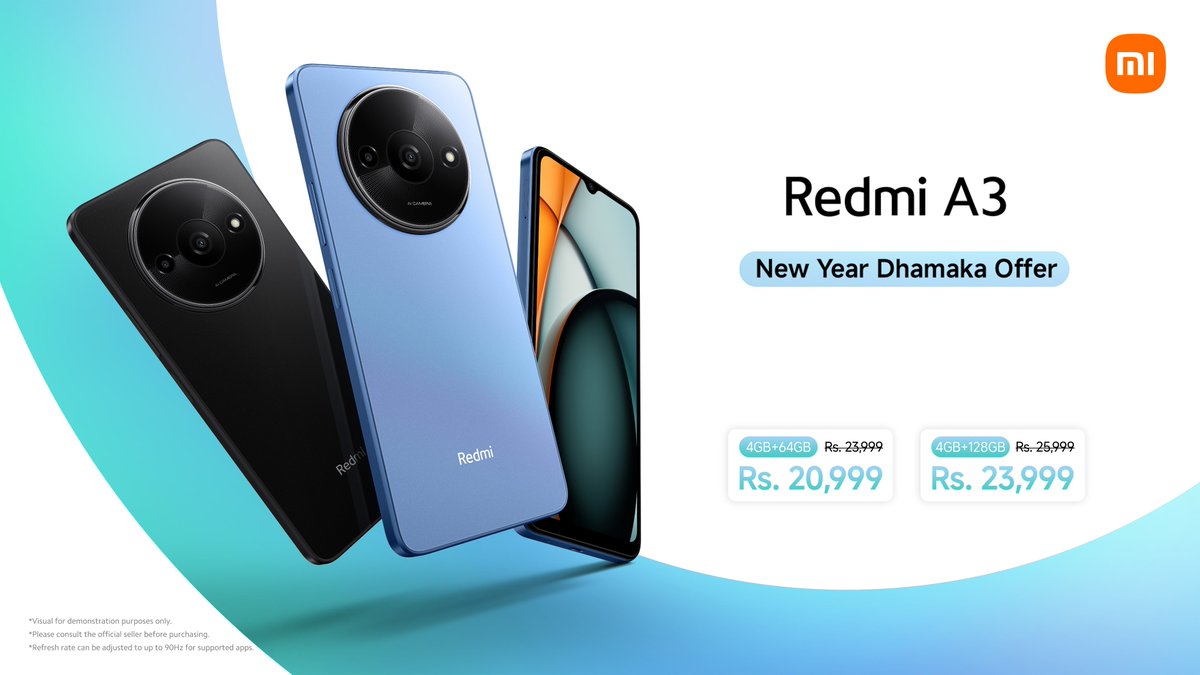 Xiaomi_Pakistan's tweet photo. Smart tech just got smarterβand more affordable! π Step into 2025 with the #RedmiA3 at an unbeatable new price. β¨ #SmoothAndStylish
Buy now:
Mistore: https://t.co/4xyvZcPQMm
Xiaomi Sale: https://t.co/dqFwgfvQ3r https://t.co/k5dF9nqsny