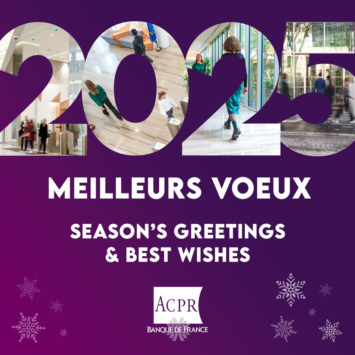 🎉[2025]
Meilleurs #vœux pour 2025 !
Cette année encore, l'#ACPR continuera à assurer ses missions dans les domaines de la #banque et de l'#assurance :
🔹Préservation de la stabilité financière
🔹Protection de la clientèle
🔹LCB-FT
🔹Prévention et résolution des crises