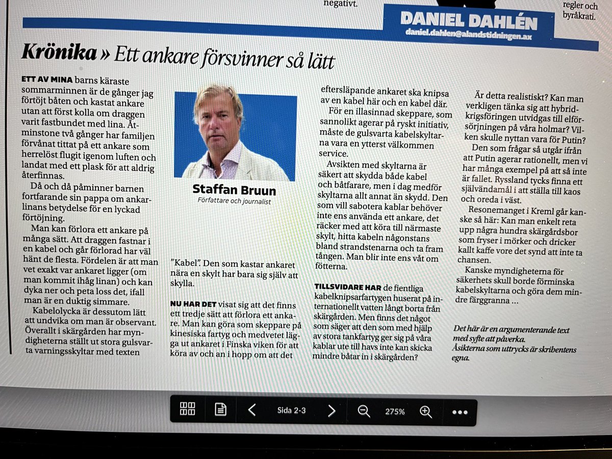 Min kolumn i dagens Tidningen Åland.