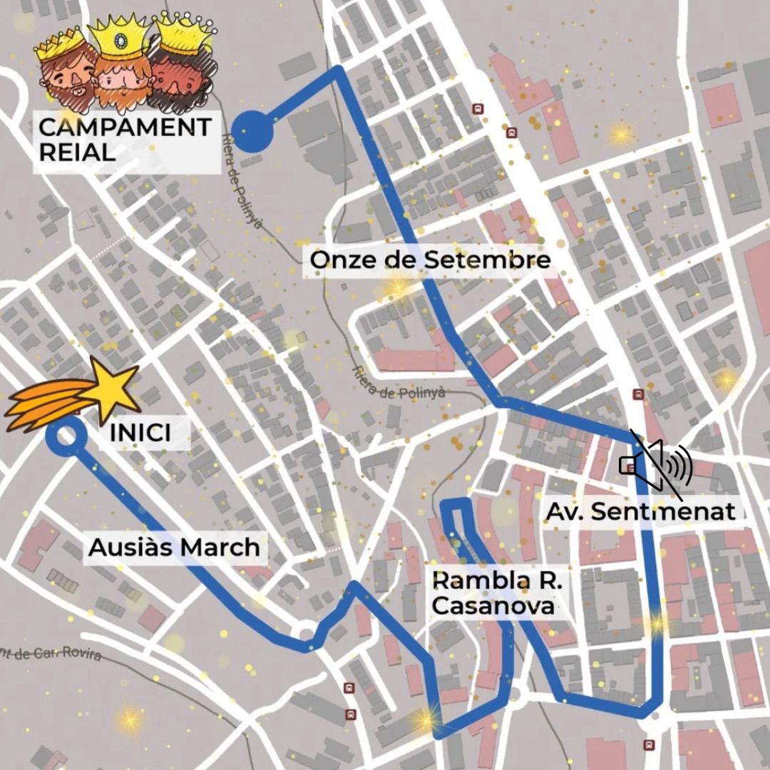 👑👑👑 Diumenge els Reis tornaran a recórrer els carrers de #Polinyà!

📅 5 de gener.
⏰ De les 18 a les 19.30h
📍 Recorregut: c. Ausiàs March – c. Balmes – c. Ernest Lluch – Rambla de Rafael Casanova – c. Montserrat Roig – Av de Sentmenat – Ramoneda – c. Onze de Setembre