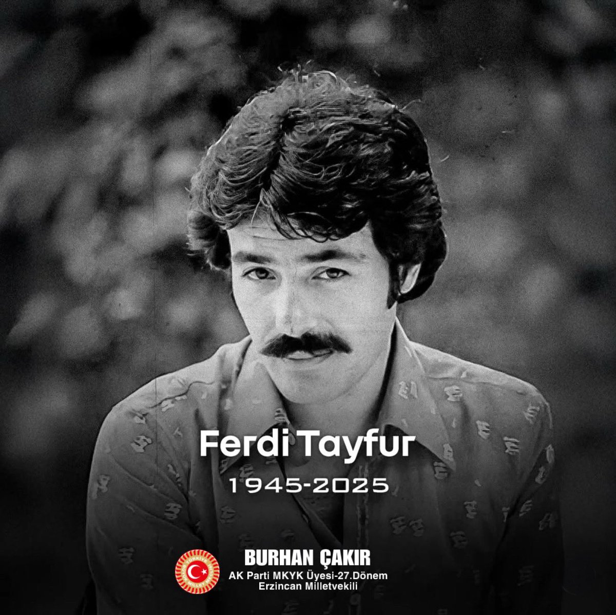 Eserleri ve kişiliğiyle aziz milletimizin yüreğinde müstesna bir yer edinen kıymetli sanatçımız Ferdi Tayfur’un vefatını
üzüntüyle ögrendim.

Kendisine Allah’tan rahmet; ailesine, sevenlerine ve Türk sanat camiasına başsağlığı diliyorum.
Mekânı Cennet olsun.

#ferditayfur