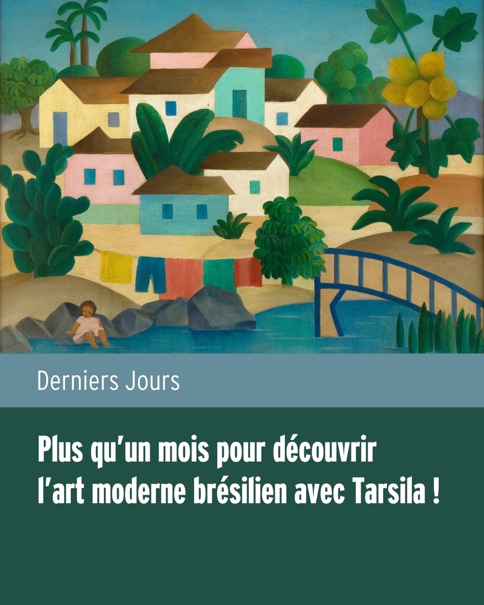⏳ Le décompte commence : plus qu’un mois pour visiter l’#ExpoTarsila !
Pour se réchauffer en ce mois de janvier, quoi de mieux que l’univers joyeux, unique, audacieux de Tarsila do Amaral et sa palette de couleurs bariolée ?

📆 Jusqu’au 2 février
👉 Infos et réservation en bio