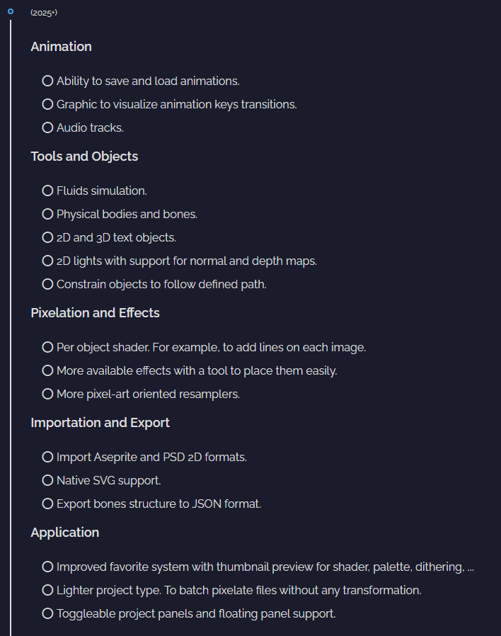 deakcor's tweet image. It was a busy end of the year but the migration to Godot 4 for #PixelOver is complete. And the first alpha is now live:
deakcor.itch.io/pixelover/devl…
With that done, 2025 will bring many new features! Here the updated roadmap.
#GodotEngine #madewithgodot #indiedev #pixelart #gamedev