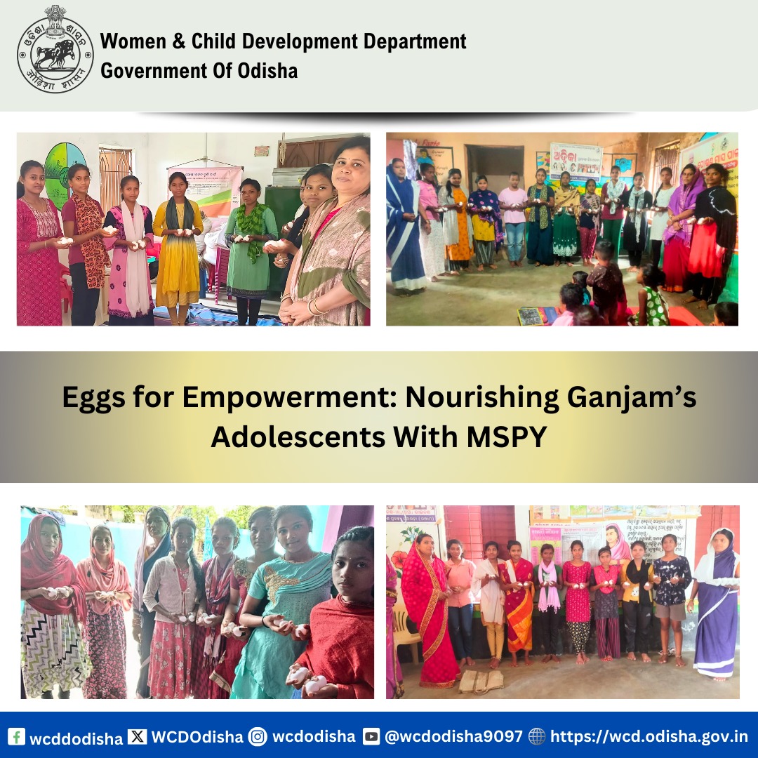 WCDOdisha's tweet image. Eggs for empowerment!
Under MSPY in Ganjam, we’re nourishing adolescent girls with essential nutrition. A healthy future starts with a healthy today! #NutritionForAll #MSPY
@MinistryWCD @CMO_Odisha @PravatiPOdisha @IPR_Odisha @UNICEFIndia @UNFPAIndia @Ganjam_Admin @Shubha_Sarma