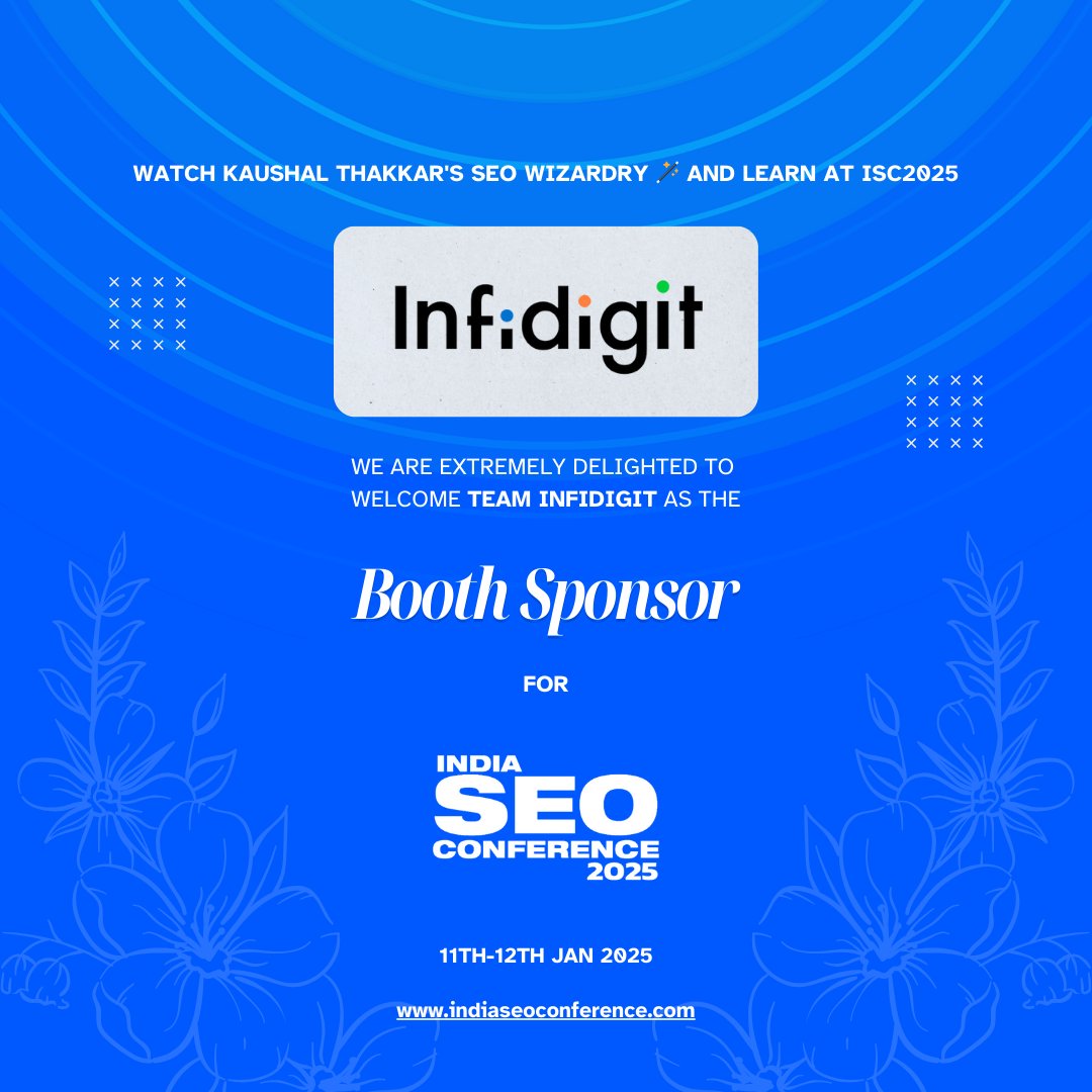 Welcome to Team <a href="/Infidigit/">Infidigit</a>! 🎉 We’re excited to have you as the Booth Sponsor for the India SEO Conference 2025. Let’s connect.

#IndiaSEOConference2025 #SEOCommunity #SearchMarketing #LearnSEO #GrowWithSEO #ISC2025 #VibeofIndianSEO #DigitalMarketing #SearchEngineOptimization