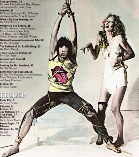 The ad for the Black &amp; Blue album was controversial and resulted in a spoof in the National Lampoon. The model Anita Russell has been positive about the experience in contemporary interviews.