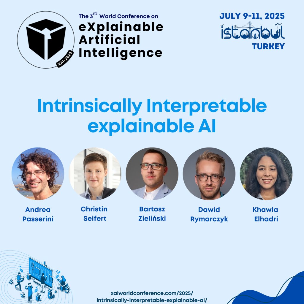 IDEAS NCBR (@ideas_ncbr) on Twitter photo 💬How to bridge the gap between accuracy and interpretability in AI?
🛤️Join #xai2025 for special track on intrinsically interpretable AI with <a href="/andrea_whatever/">andrea passerini</a> <a href="/SeifertChristin/">Christin Seifert @cseifert@fosstodon.org</a> <a href="/BartosZielinski/">Bartosz Zielinski</a> <a href="/ddjrym/">Dawid</a> Khawla Elhadri ➡️ xaiworldconference.com/2025/intrinsic… 💬How to bridge the gap between accuracy and interpretability in AI?
🛤️Join #xai2025 for special track on intrinsically interpretable AI with <a href="/andrea_whatever/">andrea passerini</a> <a href="/SeifertChristin/">Christin Seifert @cseifert@fosstodon.org</a> <a href="/BartosZielinski/">Bartosz Zielinski</a> <a href="/ddjrym/">Dawid</a> Khawla Elhadri ➡️ xaiworldconference.com/2025/intrinsic…