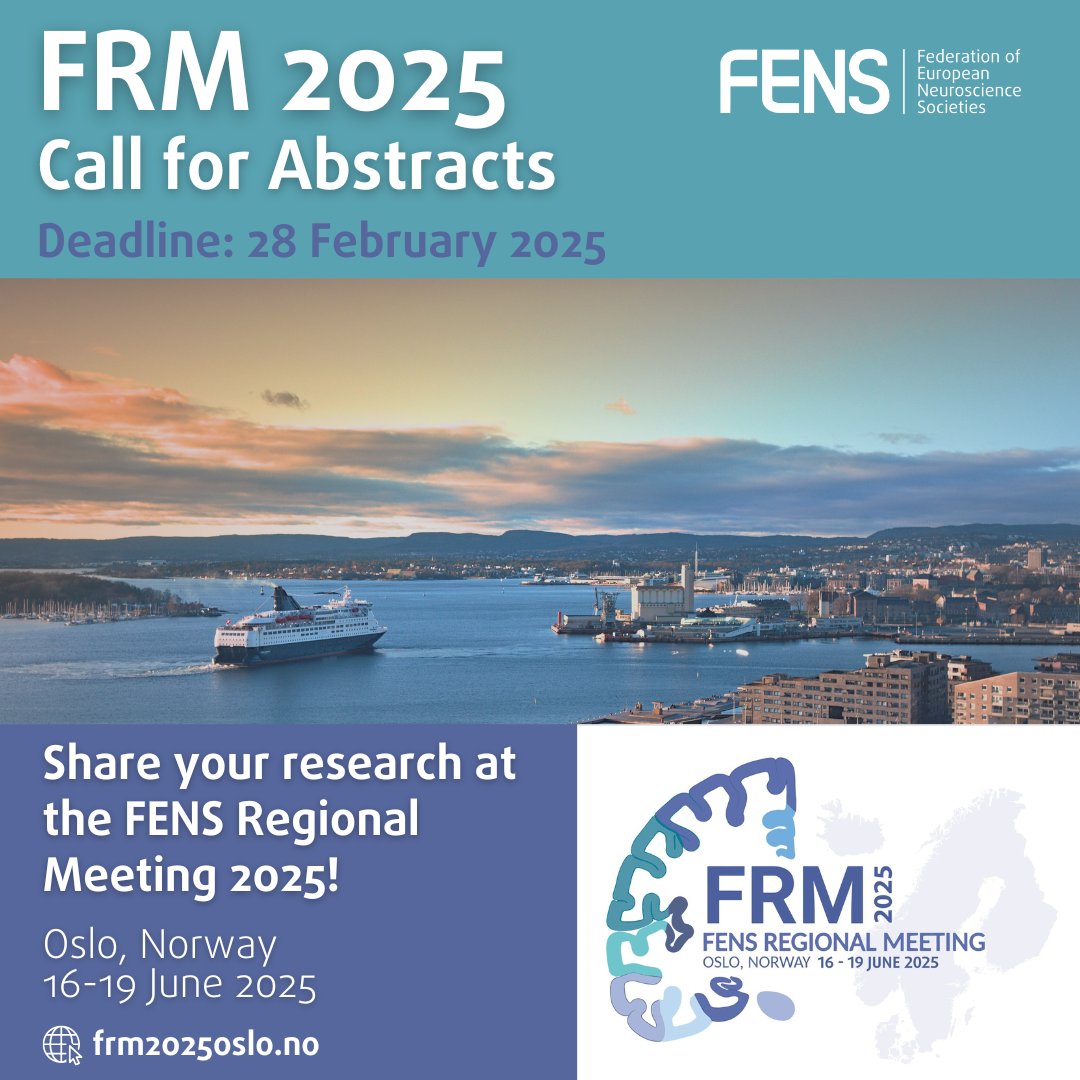 FENS (@fensorg) on Twitter photo 📣 Calling all neuroscientists!
Showcase your research at <a href="/FRM2025Oslo/">FENS Regional Meeting Oslo 2025 June 16-19</a>, 16-19 June 2025. Abstract submission is officially OPEN!
🤝 Share your findings with a global audience and connect with leading and emerging researchers.
Deadline 28 February 👉 loom.ly/-oN1jko 📣 Calling all neuroscientists!
Showcase your research at <a href="/FRM2025Oslo/">FENS Regional Meeting Oslo 2025 June 16-19</a>, 16-19 June 2025. Abstract submission is officially OPEN!
🤝 Share your findings with a global audience and connect with leading and emerging researchers.
Deadline 28 February 👉 loom.ly/-oN1jko