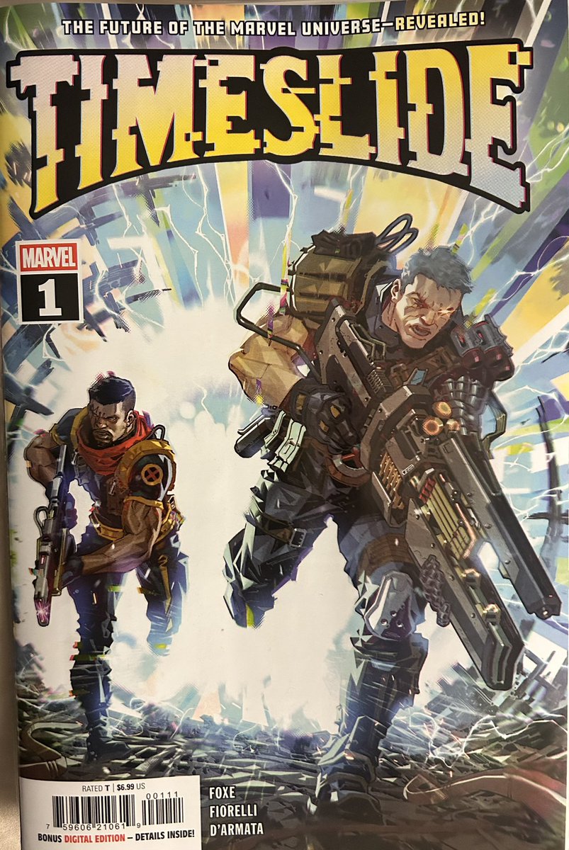 comicsmiz's tweet image. #Timeslide #1 by @steve_foxe and @FiorelliIvan Bishop and Cable, 2 time displaced mutants must stop a time eating mutant named Vacuna before he erases all mutants from the timeline. I like this take on Bishop and Cable as time cops. Fun read with great art.