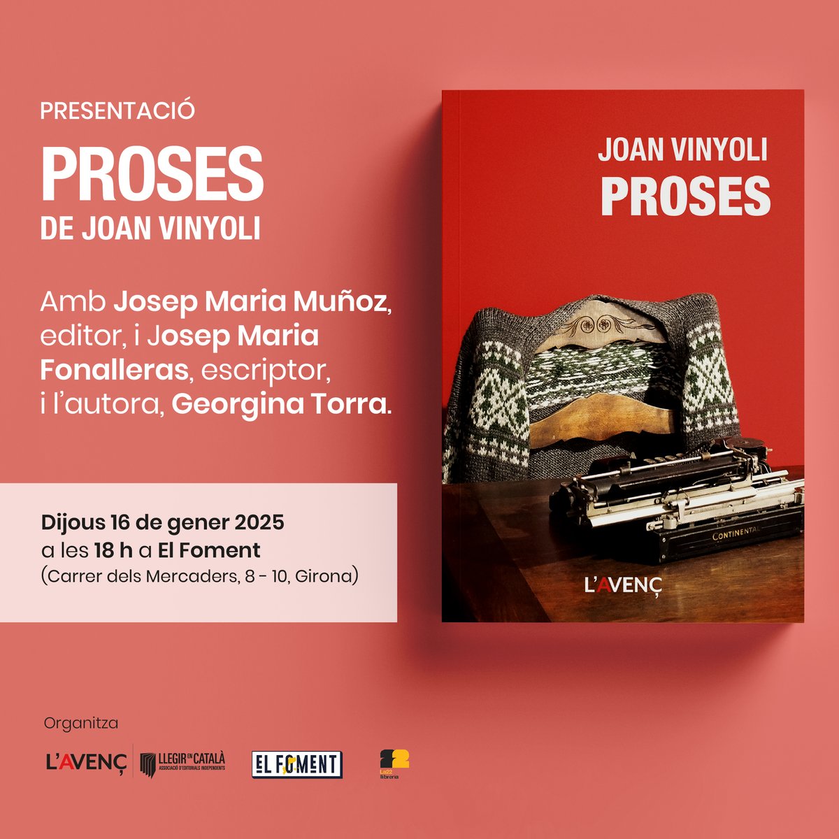 Com diu l'estimada <a href="/matilmartinez/">Matilde Martínez</a> un llibre és novetat mentre no l'hagis llegit així que comencem 2025 amb dues presentacions d'un llibre de l'any passat que encara és novetat, i si és Vinyoli encara més! Atenció Girona i Reus <a href="/catedravinyoli/">Càtedra Joan Vinyoli</a> <a href="/joan_vinyoli/">Joan Vinyoli</a>