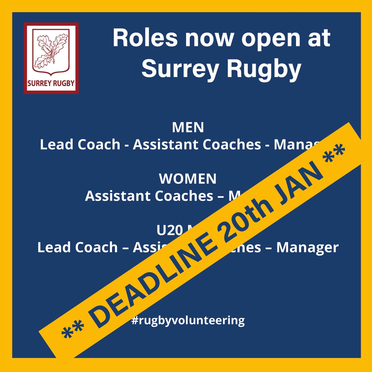 SurreyRugby's tweet image. Don't forget to apply!  surreyrugby.co.uk/news/vacancies…

#newyearresolutions #rugbycoaching #rugbymanagement #countyrugby #surreycountyrugby