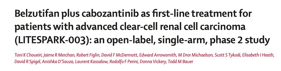 Toni Choueiri, MD (@drchoueiri) on Twitter photo 1/ Results from #LITESPARK-003 cohort 1 (1st Line) are out <a href="/TheLancetOncol/">The Lancet Oncology</a>! This phase II trial examined HIF2 inh Belzutifan (BEL) + VEGF TKI Cabozantinib (CABO) in pts w/ 1L advanced ccRCC
Check it out: sciencedirect.com/science/articl… 1/ Results from #LITESPARK-003 cohort 1 (1st Line) are out <a href="/TheLancetOncol/">The Lancet Oncology</a>! This phase II trial examined HIF2 inh Belzutifan (BEL) + VEGF TKI Cabozantinib (CABO) in pts w/ 1L advanced ccRCC
Check it out: sciencedirect.com/science/articl…