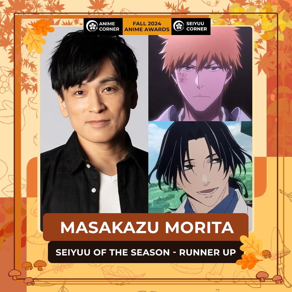 Bleach_Unity's tweet photo. Ryusei Nakao (Mayuri VA) is the male seiyuu of the season followed by Masakazu Morita (Ichigo VA) as a runner up and Yuichiro Umehara (Jugram VA) as Rank 5. Congratulations to all of them and thank you for your hardwork!
#Bleach
#TYBW
#Cour3 https://t.co/MYAKY6n93q