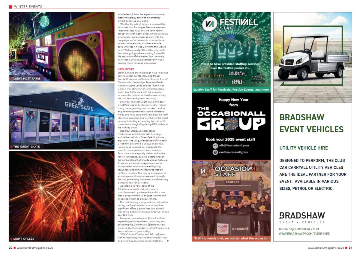 Want to know the challenges of running a large outdoor winter event?💡

Our Design director, Rob Paul, discusses adaptability, motion-activated features, and visitor flow strategies with Caroline Clift in <a href="/StandOutmag/">StandOut magazine</a>.
👉standoutmagazine.co.uk/january-2025/
#WinterEvents #AVtweeps #EventProfs