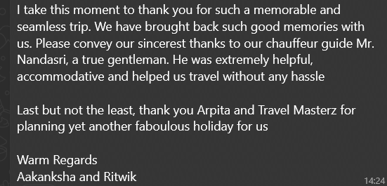 Our Chauffeurs and Guides Worldwide, are our strength ❤✨
They enhance your holiday experience to another level.
Gratitude, Mr Nandsri !