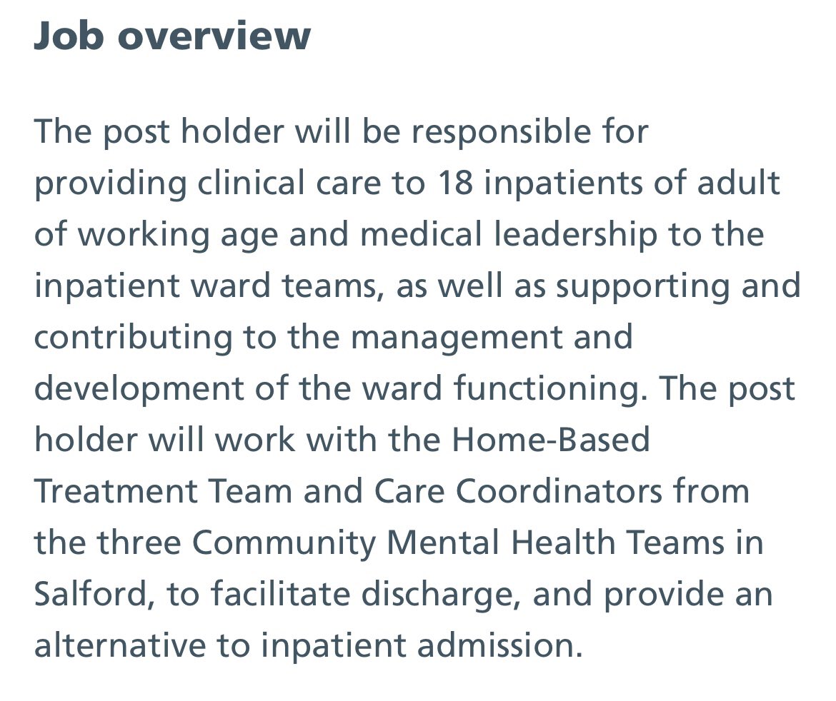 CaraOates1's tweet image. We’re Recruiting! ✨
Consultant Psychiatrist for MacColl Ward, Salford.
@GMMH_NHS
#MacCollaboration #TakeALookAtMeadowbrook
gmmh.nhs.uk/vacancies/#!/j…