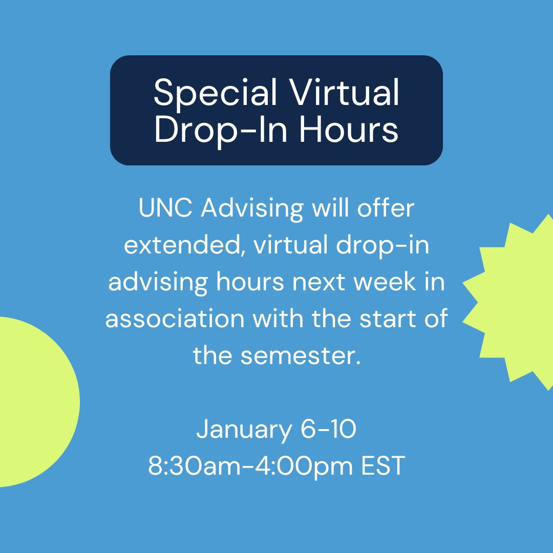 Visit advising.unc.edu/see-an-advisor/ for more information.