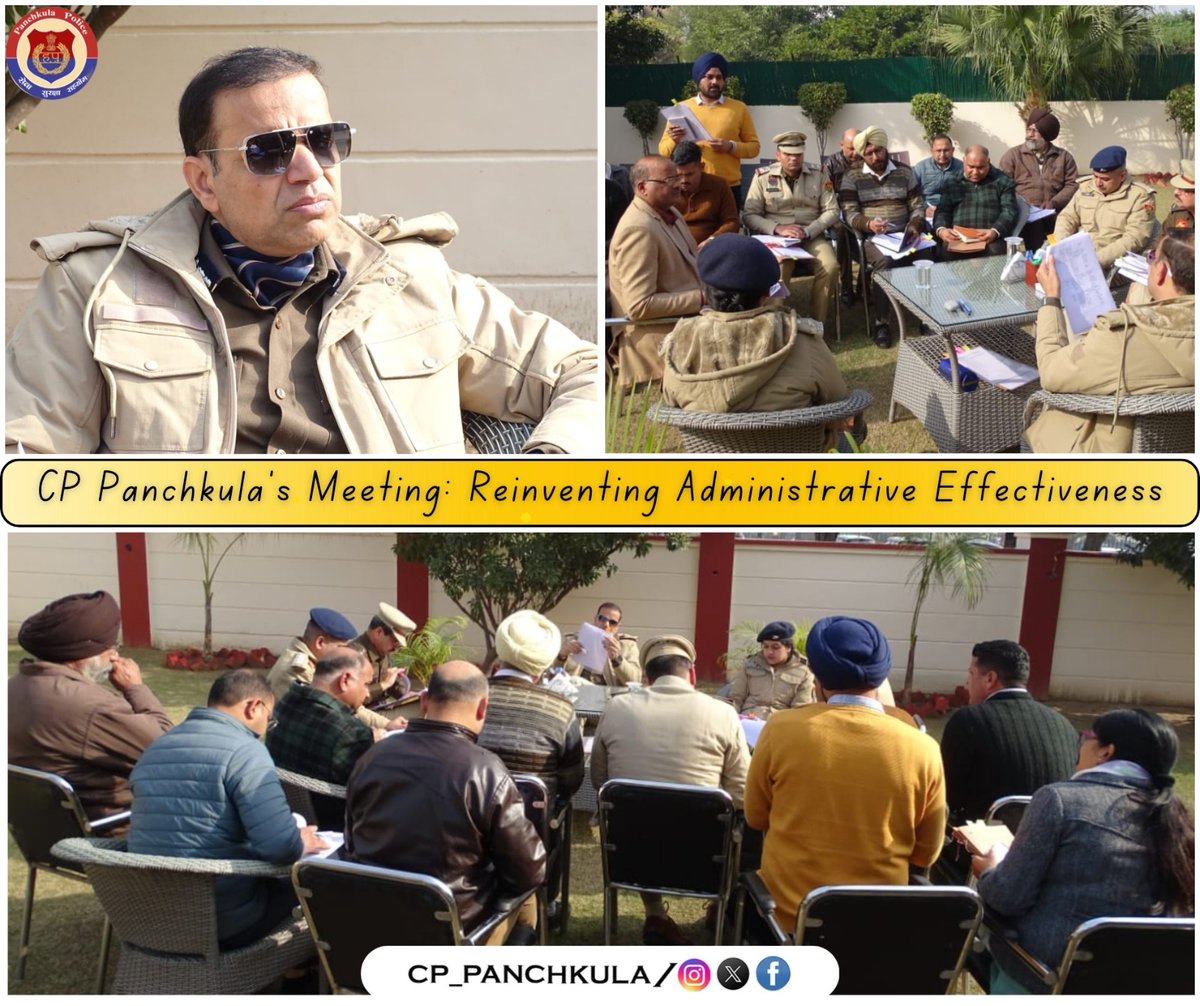 CP_PANCHKULA's tweet image. 📢Reinventing Administrative Effectiveness!!

Today,Commissioner of Police, Panchkula chaired a pivotal meeting with DCPs, ACP-HQ &amp;amp; administrative staff of CP office to streamline processes &amp;amp; enhance efficiency.

#PanchkulaPolice #PoliceReforms #SmartAdministration #PublicSafety