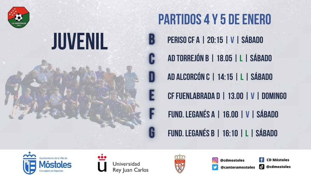 🔙 Mañana vuelve la competición para nuestros juveniles 

📝Estos son sus rivales, horarios y campos. 

#canteramostoleña