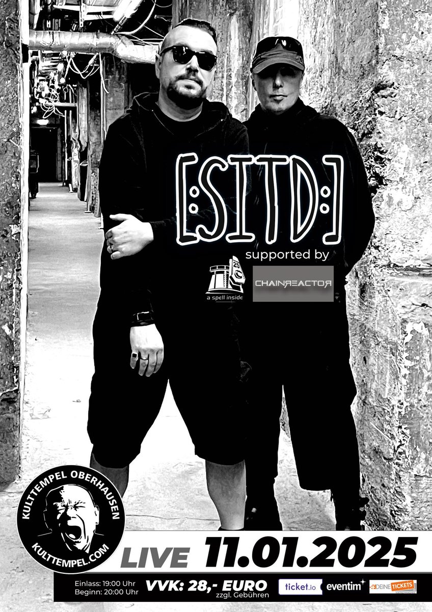Hi Leute,
bald ist es endlich wieder so weit: Wir spielen am 11. Januar 2025 in unserem “Wohnzimmer“ im Kulttempel in Oberhausen (Einlass 19:00 Uhr / Beginn: 20:00 Uhr).
Kulttempel: kulttempel.ticket.io/ttbx19pn/
