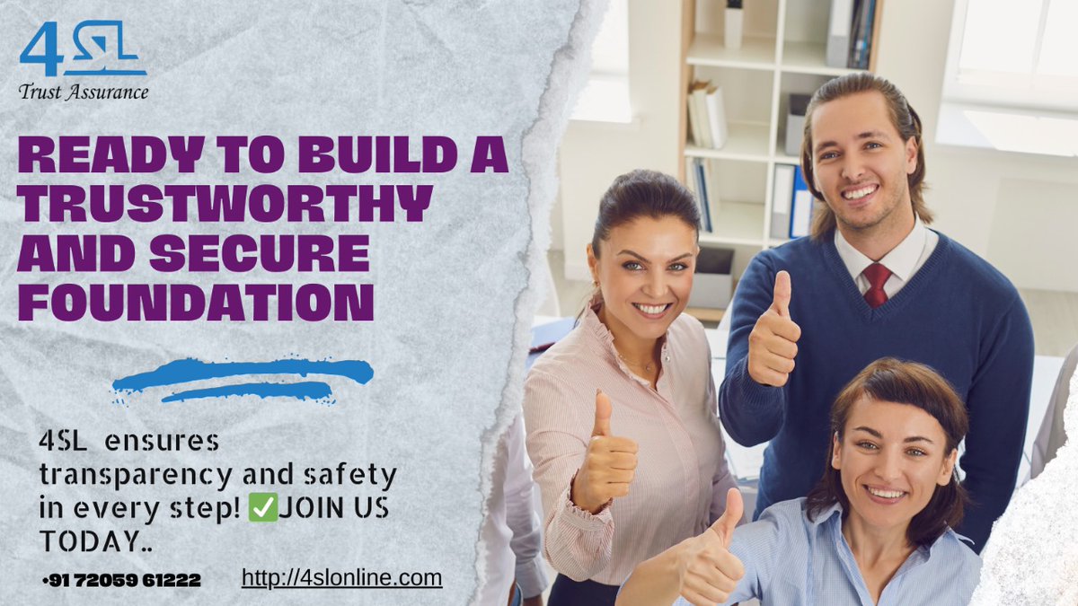 4slOnline's tweet image. 🔒 Build trust, ensure safety, and secure your future with 4SL! 💼 Transparency at every step is our promise. Ready to join us? 🌟 
Call 📞 +91 72059 61222 
 visit 🌐 4slonline.com. #Trust #SafetyFirst #SecureFoundation