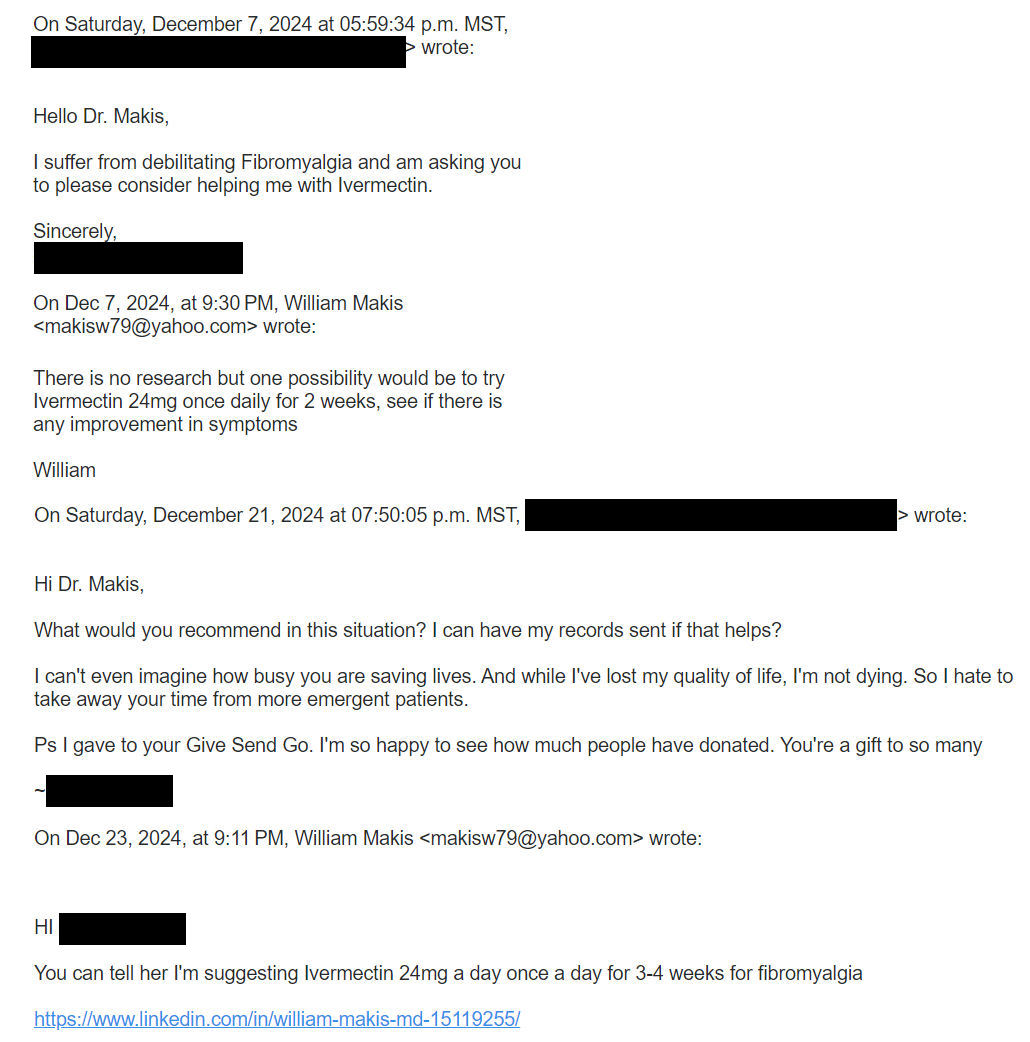MakisMedicine's tweet photo. NEW ARTICLE: IVERMECTIN and FIBROMYALGIA Testimonial - Five days into an unprecedented way of treating a severely debilitating disease. A little Christmas miracle

A patient came to me before Christmas with a very severe case of Fibromyalgia. 

I suggested a special "trial"

Ivermectin 24mg once a day for 3-4 weeks.

Here are the first 5 days. I suggest reading the patient's entire testimonial but here is an excerpt:

"Dr. Makis, today I sat and cried. I think it's helping!!!!

Yesterday, I was able to go from 8 Tramadol to 5. Today, thus far, I've only taken two. We can't think of another day, in likely a decade, when I've only taken two Tramadol. 

I also haven't used any Oxycodone (5mg) since I started this trial. I'm currently on day 5.

Day one, I immediately saw an improvement of the debilitating fatigue, but assumed it was placebo.

Day 2, the same thing happened.

By day 3, it happened again, but I realized it wasn't just the severe fatigue diminishing, it was a noticeable improvement in the also severe brain fog. It was like a haze was lifted from over my eyes.

It was then that I realized that the feeling of electricity coursing through my veins was also significantly improved-at least during the day. 

It was still present at night, but again, not so badly that I had to resort to extra Tramadol or Oxy. 

In fact, the most Tramadol I have taken since starting this was 7 and it's decreased each day.

As I write this, I'm crying again.

It's extremely difficult to believe this may actually help."

====

Some testimonials really do speak for themselves, and I share this one with you with tremendous joy.

Treating Fibromyalgia with Ivermectin 24mg once daily for 2-4 weeks.

Why am I sharing this “first 5 days testimonial”?

Because it may help someone who is suffering and feeling hopeless.

And because it’s incredibly, beautifully detailed.

I’m being attacked a great deal lately on Twitter or @X. Some of you may have seen it.

I suspect Alberta Health Services @AHS_Media has paid new people to attack me in the past week or two. Alberta taxpayer dollars at work, as usual.

It’s strange to say, but I genuinely believe there are many in our government and healthcare system who don’t want patients to get better. They want people to stay sick.

Alberta Premier @ABDanielleSmith has been very pro "Big Pharma" for her entire term in office (protecting contaminated COVID-19 Vaccines for example), which may be why doctors like myself are being treated so horribly and attacked so viciously in Alberta. 

But the testimonials will keep coming…😃

The Alberta government may hate me but patients from around the world have my back. And I have theirs.

Corrupt politicians come and go. 

But I'm here to make a difference in people's lives.

No one is going to stop me from doing that.

Article Link in photo to avoid shadowban, just re-type the URL in the first photo at the top, into your browser to access

#Ivermectin
@ElonMusk