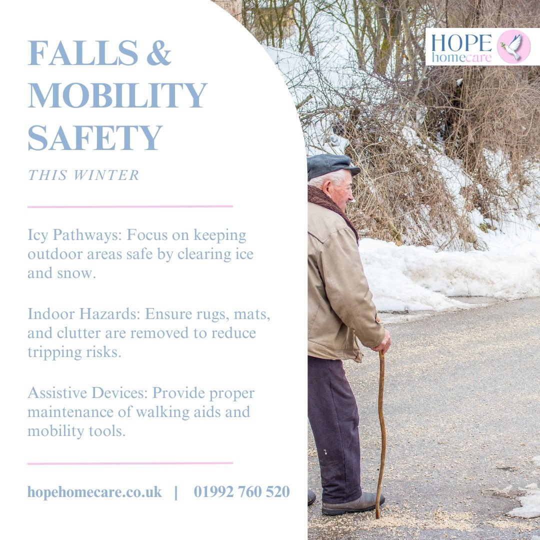 Slips and trips are no match for a little extra care. 

Clear those icy pathways and secure indoor spaces – safety starts at home! 🧹❄️ 

01992760520 | info@hopehomecare.co.uk | hopehomecare.co.uk

#SafeAndSound #WinterSafety #ElderlyCare #HopeHomecare #ConvenienceWithCar...