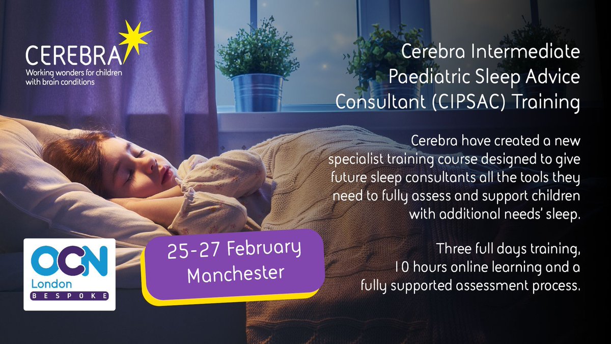 Our OCN-accredited sleep training is coming to Manchester in February. You'll gain the knowledge and skills needed to support children with additional needs and their families to get a better night's sleep. Find out more: buff.ly/4dNYk6K.