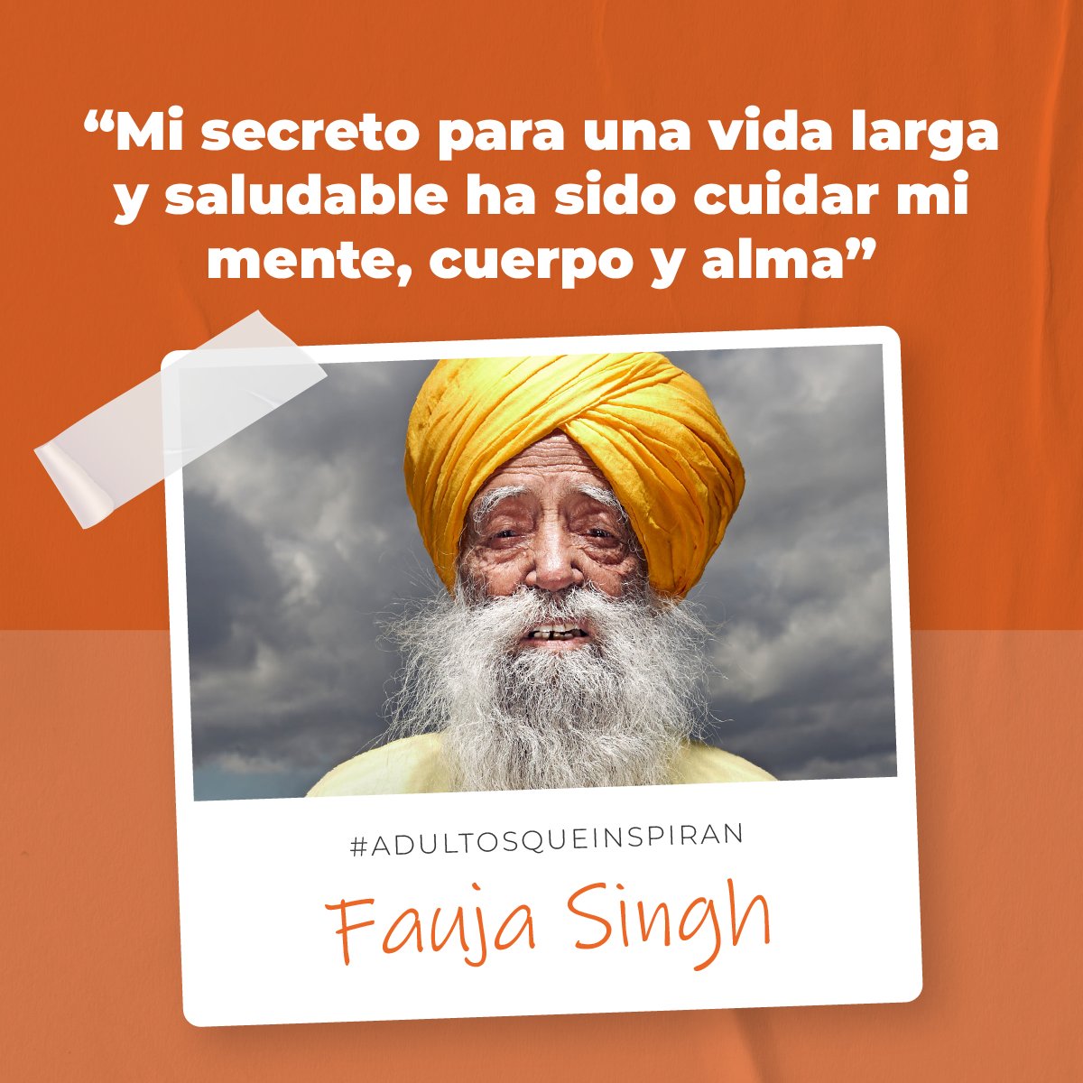 "Mi secreto para una vida larga y saludable ha sido cuidar mi mente, cuerpo y alma" - Fauja Singh.

A sus 113 años, este maratonista desafió los límites, comenzando a correr profesionalmente a los 89 y demostrando que la edad nunca es un límite. #adultosmayoresqueinspiran